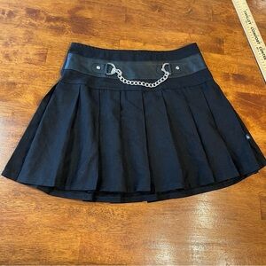Royal Bones black pleated skirt with silver chain size medium